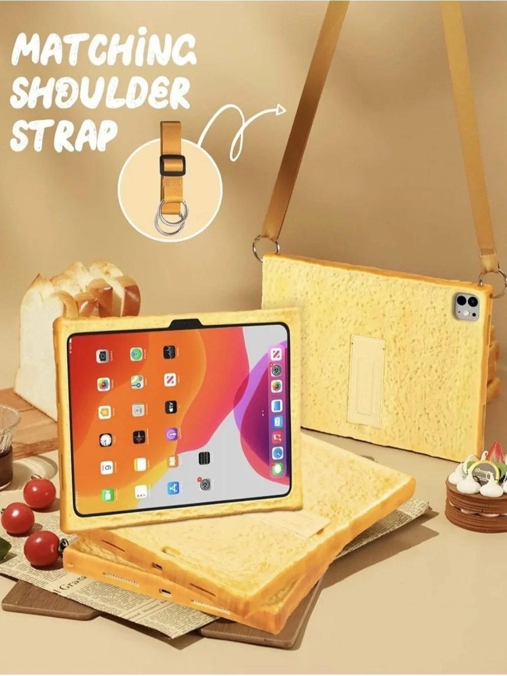 Apple iPad Air 11 Inch 5th/4th Gen 10.9 Kid Toast Purse With Strap Case NEW